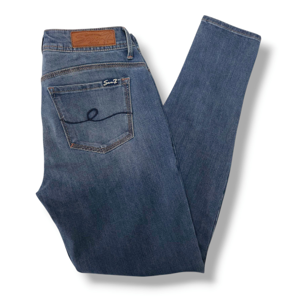 EUC Seven 7 Mid Rise Slim Fit Legging Denim‎ Jeans Sz. 4 [27.5] x28 Vintage Blue